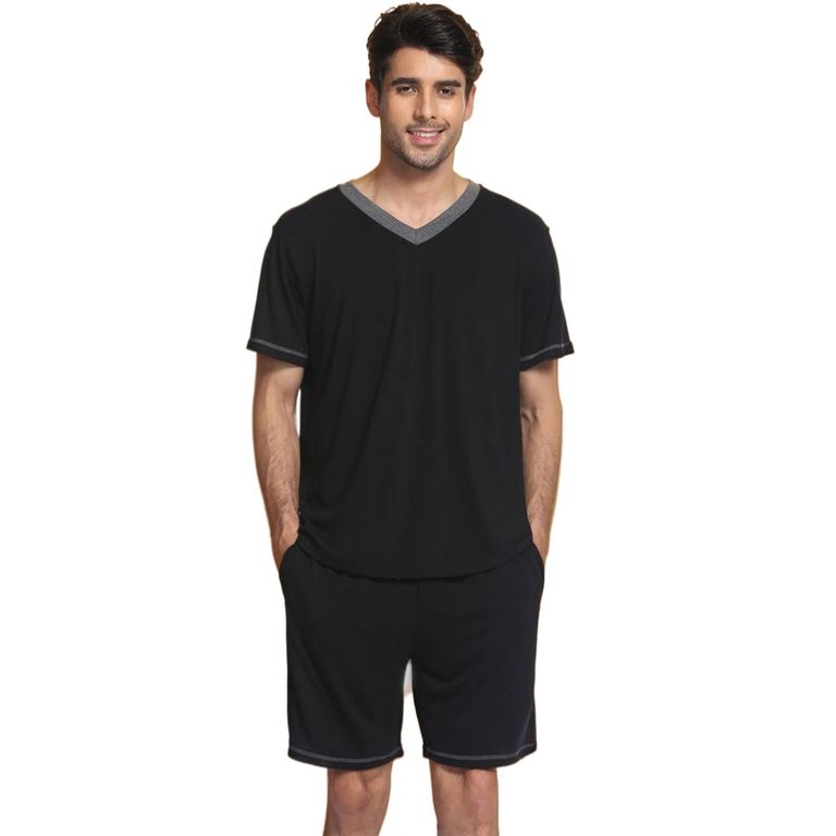 Pantalones cortos de manga corta para hombres - Negro