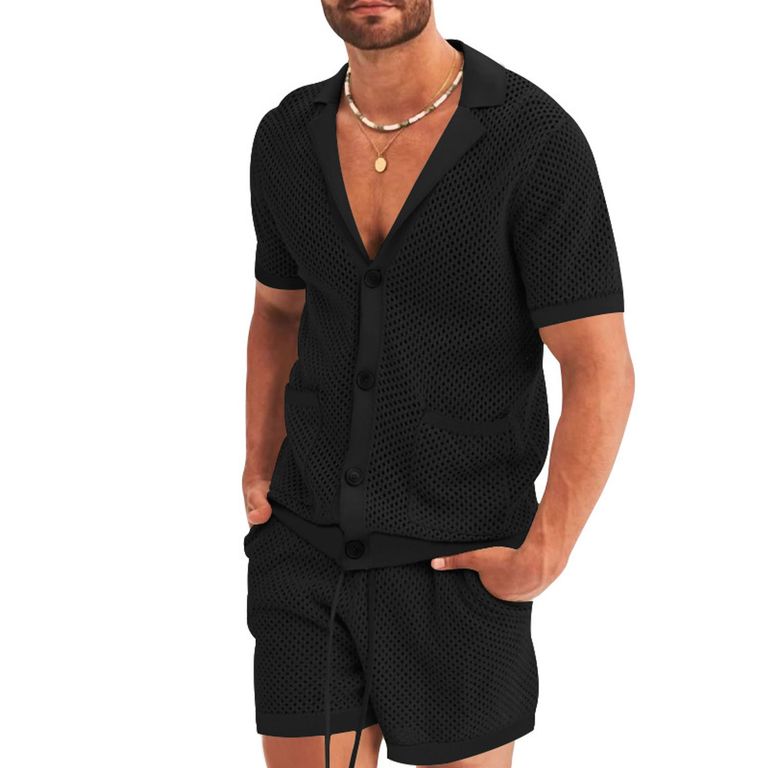Pantalones cortos de manga corta para hombres - Negro