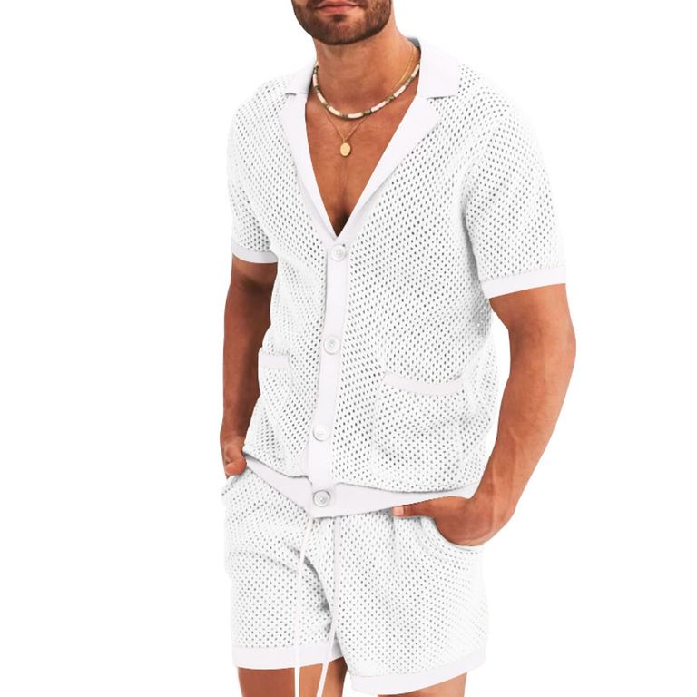 Pantalones cortos de manga corta para hombres - Blanco