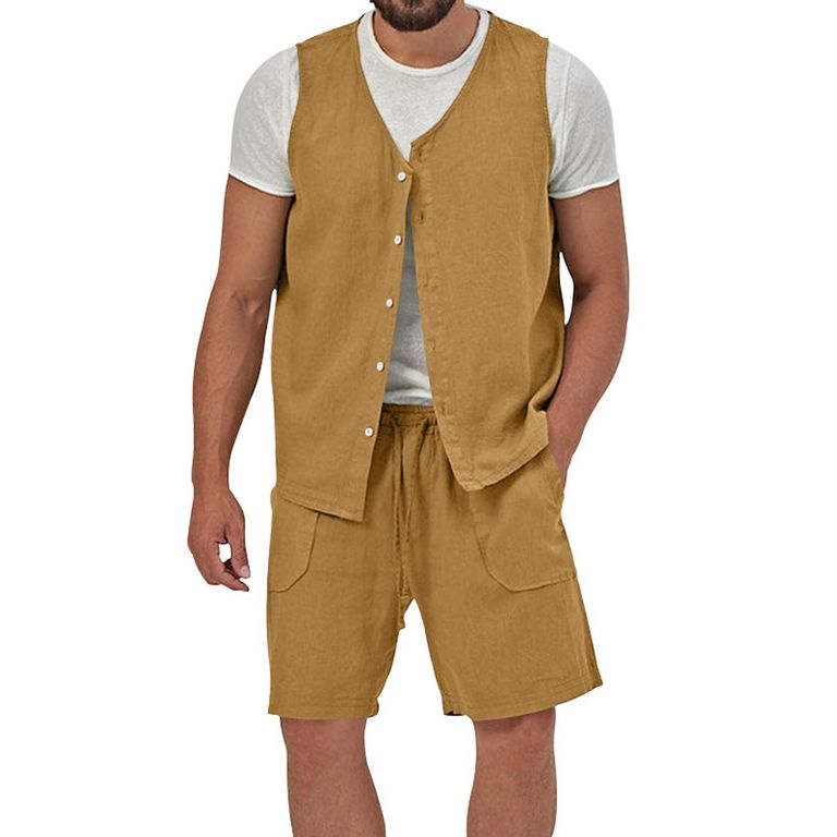 Pantalones cortos de manga corta para hombres - Marrón