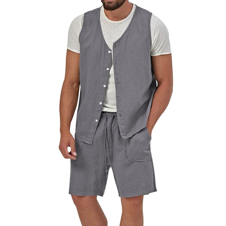 Pantalones cortos de manga corta para hombres - Gris