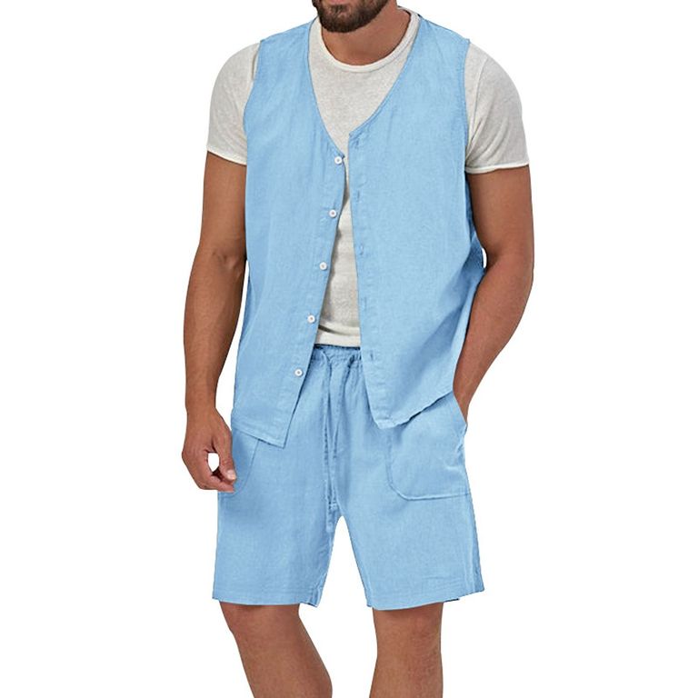 Pantalones cortos de manga corta para hombres - Azul