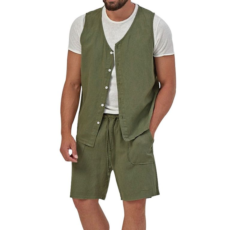 Pantalones cortos de manga corta para hombres - Verde