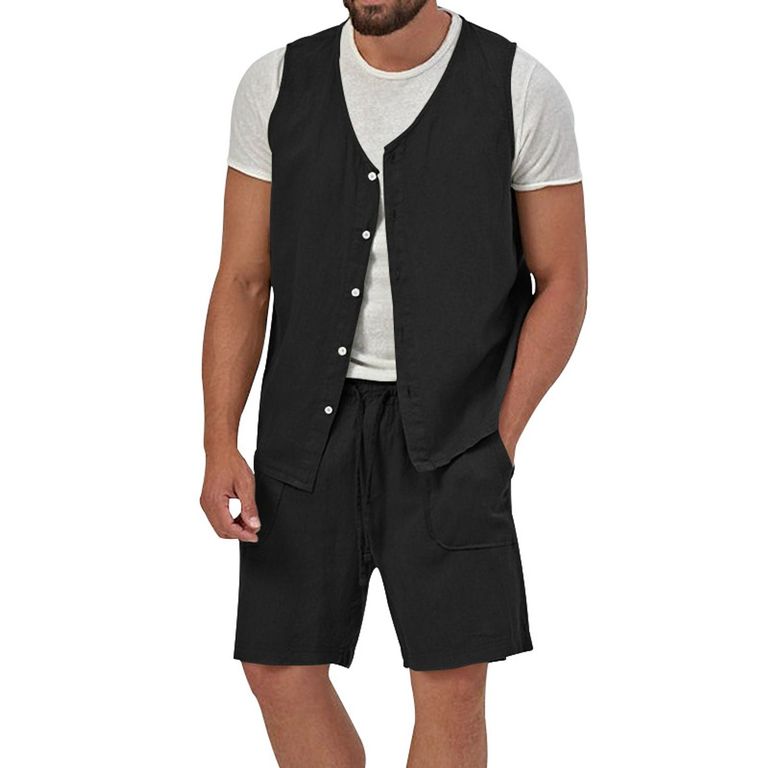 Pantalones cortos de manga corta para hombres - Negro