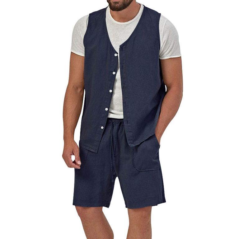 Pantalones cortos de manga corta para hombres - Azul