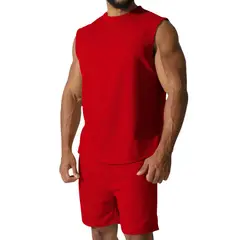TIOZONEY - Pantalones cortos de manga corta para hombres - Rojo