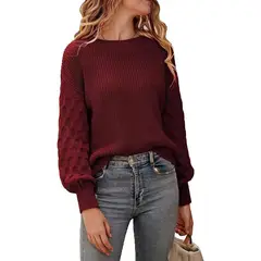 TIOZONEY - Chaleco Cuello redondo Mujer- Burdeo