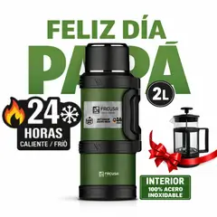 FACUSA - - TERMO EXPLORER EN ACERO INOXIDABLE 2L - VERDE Y NEGRO + CAFETERA GRATIS
