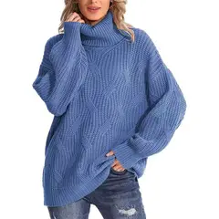 TIOZONEY - Sweater Cuello de Cuello Alto Mujer