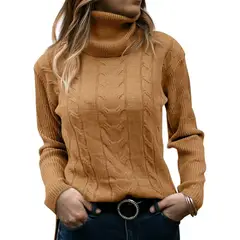 TIOZONEY - Sweater Cuello de Cuello Alto Mujer