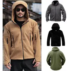 TIOZONEY - Abrigo de capucha térmica para hombres - Negro