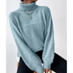 TIOZONEY - Sweater Cuello de Cuello Alto Mujer