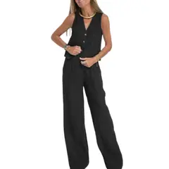 TIOZONEY - Blazer vest y pantalones casuales para mujeres Traje