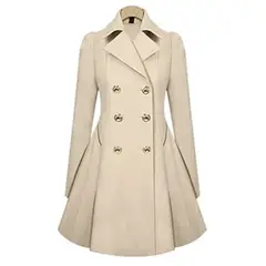 TIOZONEY - Gabardina media y larga para mujeres - Blanco