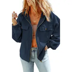 TIOZONEY - Chaqueta con capucha de peluche - Azul