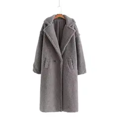 TIOZONEY - Abrigo largo para mujeres - Gris