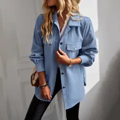 TIOZONEY - Chaqueta Larga Mujer - Celeste
