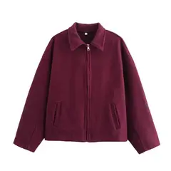 TIOZONEY - Chaqueta corta de lana para mujeres