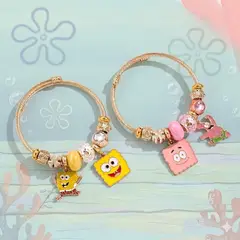 GENERICO - Pulsera Con Dijes De Bob Esponja Y Patricio Acero Dorado