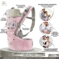 Baby - Canguro Portabebé Ergonómico Love 4 en 1 con Asiento de Cadera – Rosado Pastel