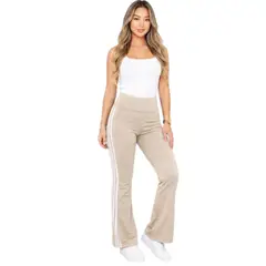 GENERICO - Pantalon Mujer Palazo Rib Grueso Algodon Ana604-19 Beige