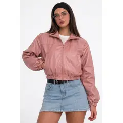 GENERICO - CASACA BOMBER CROP ROSA DE MUJER