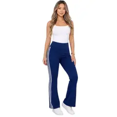GENERICO - Pantalon Mujer Palazo Rib Grueso Algodon Ana604-19 Color Azul