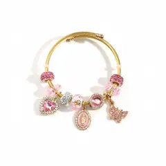 GENERICO - Pulsera Dorada Mujer Con Dijes Virgen De Guadalupe