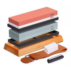 EVERSO - Set Piedras De Afilar 4001000 30008000 + Guía + Base Bambú