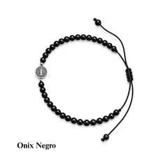SANTORAL - Pulsera San Benito Piedra - Hilo y Metal