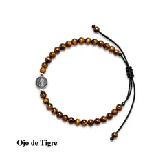 SANTORAL - Pulsera San Benito Piedra - Hilo y Metal