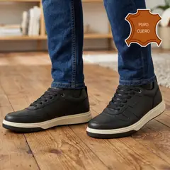 GENERICO - Zapatillas Casuales con Pasador en Puro Cuero con Planta Ultralight