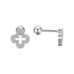 ELAHIA JOYERIA - ARETES TRÉBOL SHINE PLATA