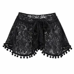 AQUA&MODA - Falda Pareo Negra Playa Mujer Encaje Sexy Negra AQUAMODA FPNEAQ