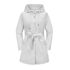 TIOZONEY - Chaqueta impermeable con capucha y cinturón-Gris