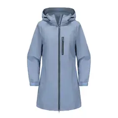 TIOZONEY - Chaqueta impermeable con capucha para mujer-Azul