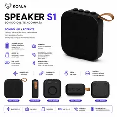 KOALA - SPEAKER Bluetooth S1 / BT 5.3 / Portátil/ RADIO FM/ Micro SD/ USB Type C/ CONTESTA LLAMADA