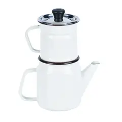 RECORD - Cafetera Acero Esmaltado Gota A Gota 2 Piezas Blanco