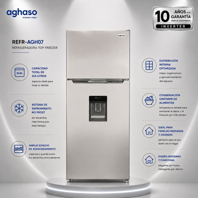Refrigeradora 345L SILVER AghasoREFR-AGH07