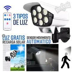 SEISA - Lámpara Solar LED Exterior Tipo Cámara de Seguridad 77 LEDs Sensor Movimiento Control Remoto IP65