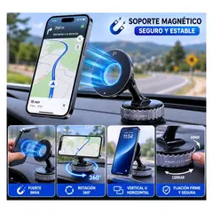 GENERICO - Soporte Magnético 360° SUPER 2026 para Celular con Ventosa Potente Auto Escritorio Vidrio
