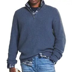 TIOZONEY - Suéter de hombre con cremallera y cuello alto