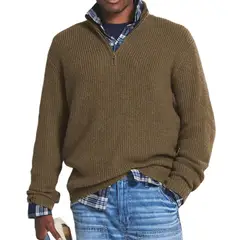 TIOZONEY - Suéter de hombre con cremallera y cuello alto