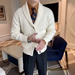 TIOZONEY - Chaqueta de suéter de lana para hombres