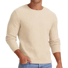 TIOZONEY - Suéter de hombre con cuello redondo