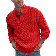 TIOZONEY - Suéter de hombre con cuello alto y botones