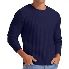 TIOZONEY - Suéter de hombre con cuello redondo