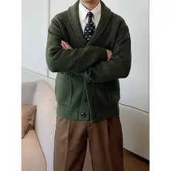TIOZONEY - Chaqueta de suéter de lana para hombres