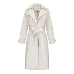 TIOZONEY - Chaqueta de piel con solapa- Blanco