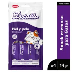 GENERICO - Snack Cremoso Gato Bocatito Piel y Pelo 4 tubos 56g